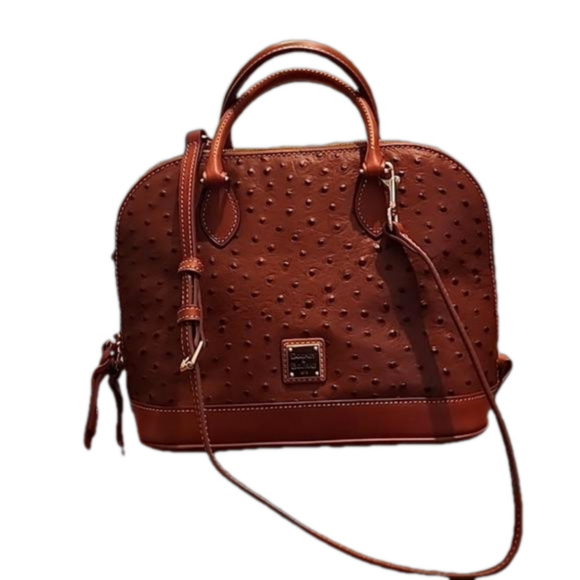Dooney & Bourke Handbags - Dooney and Bourke dome satchel with shoulder strap, tan and brown, like new
